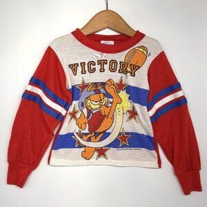 Vintage 1978 Garfield VICTORY Football Long Sleeve Pajama Shirt PJs Youth Size 5